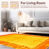 Ultra Soft Area Rug, Non Slip, Stain Resistant, Washable Area Rugs for Living Room, Bedroom, Vibrant Tie-Dyed Artful Aesthetic(Orange)