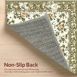 Ultra Soft Area Rug, Non Slip, Stain Resistant, Washable Area Rugs for Living Room, Bedroom, Neutral Floral Nursery Non Slip Washable Rug(Beige)