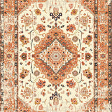 Ultra Soft Area Rug, Non Slip, Stain Resistant, Washable Area Rugs for Living Room, Bedroom, Rustic Circular Distressed Pattern(Ivory)