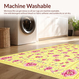 Ultra Soft Area Rug, Non Slip, Stain Resistant, Washable Area Rugs for Living Room, Bedroom, Lively Tropical Bloom Design(Yellow)