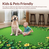 Ultra Soft Area Rug, Non Slip, Stain Resistant, Washable Area Rugs for Living Room, Bedroom, Nature-Inspired Circular Rug for Living Room Decor(Green)