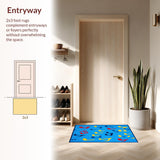 Ultra Soft Area Rug, Non Slip, Stain Resistant, Washable Area Rugs for Living Room, Bedroom, Bright Tonic Visual Ensemble(Blue)