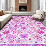 Ultra Soft Area Rug, Non Slip, Stain Resistant, Washable Area Rugs for Living Room, Bedroom, Bright Youthful Floral Fantasy(White)