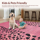 Ultra Soft Area Rug, Non Slip, Stain Resistant, Washable Area Rugs for Living Room, Bedroom, Chic Fluffy Cheetah Aesthetic(Pink)
