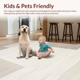Ultra Soft Area Rug, Non Slip, Stain Resistant, Washable Area Rugs for Living Room, Bedroom, Sophisticated Warm Toned Accent(Beige)