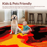 Ultra Soft Area Rug, Non Slip, Stain Resistant, Washable Area Rugs for Living Room, Bedroom, Contemporary Eruption Style Element(Red)
