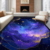 Ultra Soft Area Rug, Non Slip, Stain Resistant, Washable Area Rugs for Living Room, Bedroom, Vibrant Ethereal Universe Design(Purple)