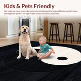 Ultra Soft Area Rug, Non Slip, Stain Resistant, Washable Area Rugs for Living Room, Bedroom, Elegant Traditional Yin Yang Motif(Black)