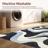 Ultra Soft Area Rug, Non Slip, Stain Resistant, Washable Area Rugs for Living Room, Bedroom, Zebra Crossing: Chic Striped Rug, Classic Color Palette, Flatweave(Gray)