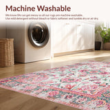 Ultra Soft Area Rug, Non Slip, Stain Resistant, Washable Area Rugs for Living Room, Bedroom, Contemporary Cozy Nature-Inspired Design(Pink)