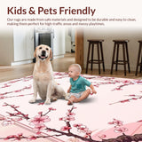 Ultra Soft Area Rug, Non Slip, Stain Resistant, Washable Area Rugs for Living Room, Bedroom, Charming Floral Petal Aesthetic(Pink)