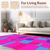 Ultra Soft Area Rug, Non Slip, Stain Resistant, Washable Area Rugs for Living Room, Bedroom, Cute Minimalist Floral Geometry(Pink)