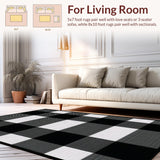 Ultra Soft Area Rug, Non Slip, Stain Resistant, Washable Area Rugs for Living Room, Bedroom, Chic Cozy Striped Arrangement(Black)