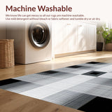 Ultra Soft Area Rug, Non Slip, Stain Resistant, Washable Area Rugs for Living Room, Bedroom, Elegant Grey Square Arrangement(Gray)