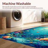 Ultra Soft Area Rug, Non Slip, Stain Resistant, Washable Area Rugs for Living Room, Bedroom, Toddler Alphabet Shape Ocean Animal Classroom Floor Mat Area Rug(Blue)