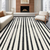 Ultra Soft Area Rug, Non Slip, Stain Resistant, Washable Area Rugs for Living Room, Bedroom, Farmhouse Welcome Rug Showcasing Layered Bold Stripes and Graphic Precision(Black)