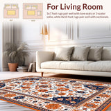 Ultra Soft Area Rug, Non Slip, Stain Resistant, Washable Area Rugs for Living Room, Bedroom, Stylish Modern Floral Arrangement(White)