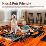 Ultra Soft Area Rug, Non Slip, Stain Resistant, Washable Area Rugs for Living Room, Bedroom, Elegant Leopard Inspired Soft Plush(Orange)
