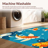 Ultra Soft Area Rug, Non Slip, Stain Resistant, Washable Area Rugs for Living Room, Bedroom, Colorful Cartoonish Sea Animal Motif(Blue)
