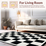 Ultra Soft Area Rug, Non Slip, Stain Resistant, Washable Area Rugs for Living Room, Bedroom, Contemporary Lattice Patterned Elegance(Black)