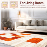 Ultra Soft Area Rug, Non Slip, Stain Resistant, Washable Area Rugs for Living Room, Bedroom, Striking Organic Patterned Visual(Orange)