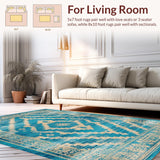 Ultra Soft Area Rug, Non Slip, Stain Resistant, Washable Area Rugs for Living Room, Bedroom, Boho Spice Dining Area Vintage Low Pile Carpet(Red)