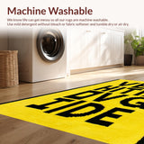 Ultra Soft Area Rug, Non Slip, Stain Resistant, Washable Area Rugs for Living Room, Bedroom, Sleek Minimalist Word Art Style(Yellow)