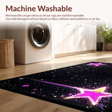 Ultra Soft Area Rug, Non Slip, Stain Resistant, Washable Area Rugs for Living Room, Bedroom, Fun Glittery Nebula Inspired Look(Black)
