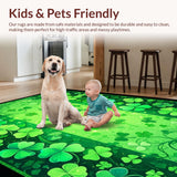 Ultra Soft Area Rug, Non Slip, Stain Resistant, Washable Area Rugs for Living Room, Bedroom, Cozy White and Green Palette(Green)