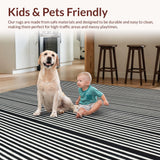 Ultra Soft Area Rug, Non Slip, Stain Resistant, Washable Area Rugs for Living Room, Bedroom, Contemporary Black & White Patio Rug Graphic Stripe Delight(Gray)