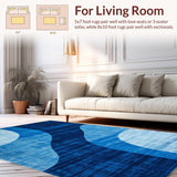 Ultra Soft Area Rug, Non Slip, Stain Resistant, Washable Area Rugs for Living Room, Bedroom, Calming Dark Blue Textured Elegance(Blue)