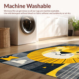 Ultra Soft Area Rug, Non Slip, Stain Resistant, Washable Area Rugs for Living Room, Bedroom, Playful Cartoon Animal Motif(Yellow)