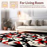 Ultra Soft Area Rug, Non Slip, Stain Resistant, Washable Area Rugs for Living Room, Bedroom, Chic Red and Black Geometry(Black)