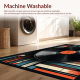 Ultra Soft Area Rug, Non Slip, Stain Resistant, Washable Area Rugs for Living Room, Bedroom, Rustic Half Circle Music Motif(Black)