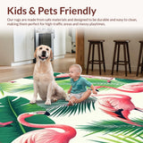 Ultra Soft Area Rug, Non Slip, Stain Resistant, Washable Area Rugs for Living Room, Bedroom, Chic Coastal Flamingo Print Style(White)