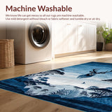 Ultra Soft Area Rug, Non Slip, Stain Resistant, Washable Area Rugs for Living Room, Bedroom, Elegant Blue Ethnic Animal Print(Blue)