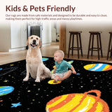 Ultra Soft Area Rug, Non Slip, Stain Resistant, Washable Area Rugs for Living Room, Bedroom, Celestial Whimsical Galaxy Scene(Orange)