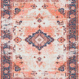 Ultra Soft Area Rug, Non Slip, Stain Resistant, Washable Area Rugs for Living Room, Bedroom, Elegant Antique Diamond Motif(Orange)