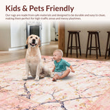 Ultra Soft Area Rug, Non Slip, Stain Resistant, Washable Area Rugs for Living Room, Bedroom, Elegant Creamy Geometric Touch(Pink)