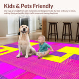 Ultra Soft Area Rug, Non Slip, Stain Resistant, Washable Area Rugs for Living Room, Bedroom, Nostalgic Hip Hop Aesthetic Pattern(Yellow)