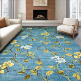 Ultra Soft Area Rug, Non Slip, Stain Resistant, Washable Area Rugs for Living Room, Bedroom, Elegant Yellow Trellis Pattern(Blue)