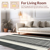 Ultra Soft Area Rug, Non Slip, Stain Resistant, Washable Area Rugs for Living Room, Bedroom, Chic Monochrome Diamond Motif(Gray)