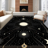 Ultra Soft Area Rug, Non Slip, Stain Resistant, Washable Area Rugs for Living Room, Bedroom, Ethereal Gothic Cosmos Design(Black)