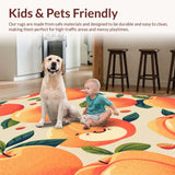 Ultra Soft Area Rug, Non Slip, Stain Resistant, Washable Area Rugs for Living Room, Bedroom, Charming Playful Peach Motif(Orange)