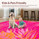 Ultra Soft Area Rug, Non Slip, Stain Resistant, Washable Area Rugs for Living Room, Bedroom, Trendy Eye-Catching Tiger Motif(Pink)