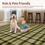 Ultra Soft Area Rug, Non Slip, Stain Resistant, Washable Area Rugs for Living Room, Bedroom, Warm Neutral Plaid Overlay(Brown)