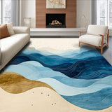 Ultra Soft Area Rug, Non Slip, Stain Resistant, Washable Area Rugs for Living Room, Bedroom, Coastal Breeze Area Abstract Beige & Blue Waves for Home(Blue)