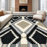 Ultra Soft Area Rug, Non Slip, Stain Resistant, Washable Area Rugs for Living Room, Bedroom, Elegant Neutral Geometric Look(Black)