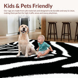 Ultra Soft Area Rug, Non Slip, Stain Resistant, Washable Area Rugs for Living Room, Bedroom, Black and White Zebra Entryway Non-Slip Rug(Black)