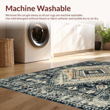 Ultra Soft Area Rug, Non Slip, Stain Resistant, Washable Area Rugs for Living Room, Bedroom, Rustic Dark Vintage Medallion Style(Brown)